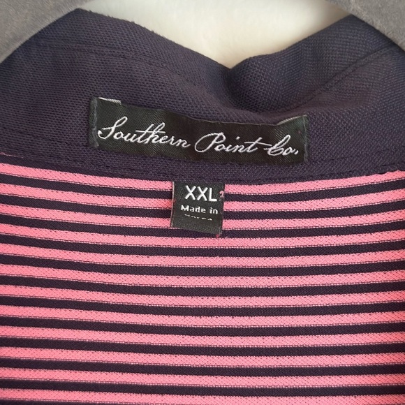 Southern Point Co XXL Short Sleeve Polo Shirt Stretch Golf Stripes Men Pink Navy - Picture 3 of 8